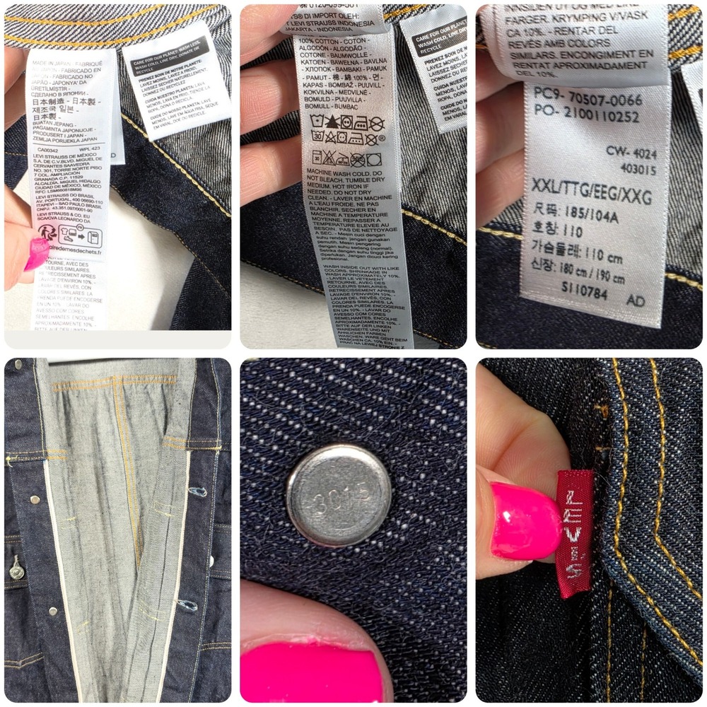 Levi's 507XXE Type II Jacket Mens 46 XXL Dark Indigo Selvedge Japan Big E T-Back - Picture 3 of 16